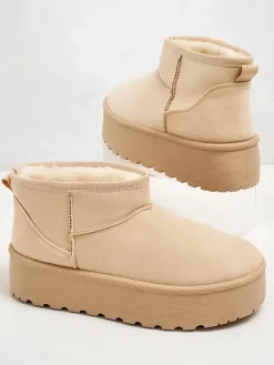 Discount Buty a'la śniegowce damskie na platformie Dagodo Śniegowce|Botki Z Delikatnym Ociepleniem