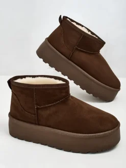 Outlet Buty a'la śniegowce damskie na platformie Dagodo Śniegowce|Botki Z Delikatnym Ociepleniem