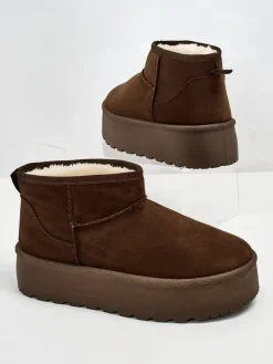 Outlet Buty a'la śniegowce damskie na platformie Dagodo Śniegowce|Botki Z Delikatnym Ociepleniem