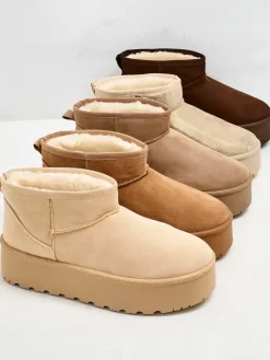 Outlet Buty a'la śniegowce damskie na platformie Dagodo Śniegowce|Botki Z Delikatnym Ociepleniem