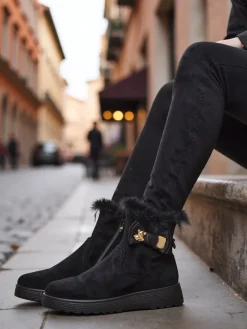 Hot Buty a'la śniegowce damskie z kokardką Kiebbi Śniegowce|Botki Na Platformie