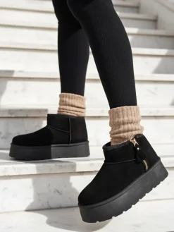 Hot Buty a'la śniegowce damskie na platformie Delgadi Śniegowce|Botki Z Delikatnym Ociepleniem