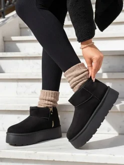 Hot Buty a'la śniegowce damskie na platformie Delgadi Śniegowce|Botki Z Delikatnym Ociepleniem