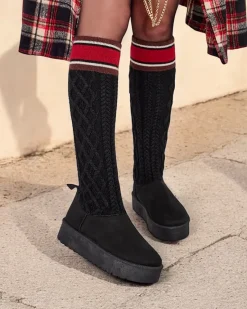 Online Buty a'la śniegowce damskie z cholewką a'la skarpeta Kokumi Śniegowce|Botki Na Platformie