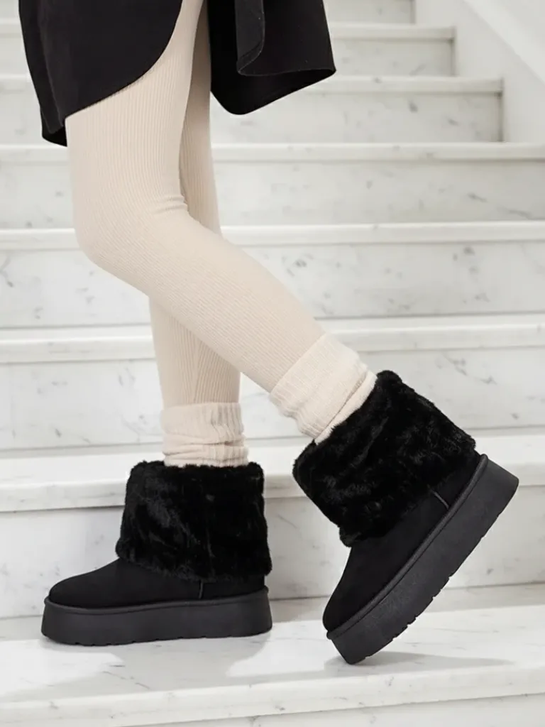 Buty a'la śniegowce damskie Renutis Śniegowce|Botki Na Płaskim Obcasie