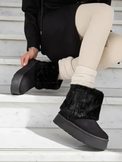 Buty a'la śniegowce damskie Renutis Śniegowce|Botki Na Płaskim Obcasie