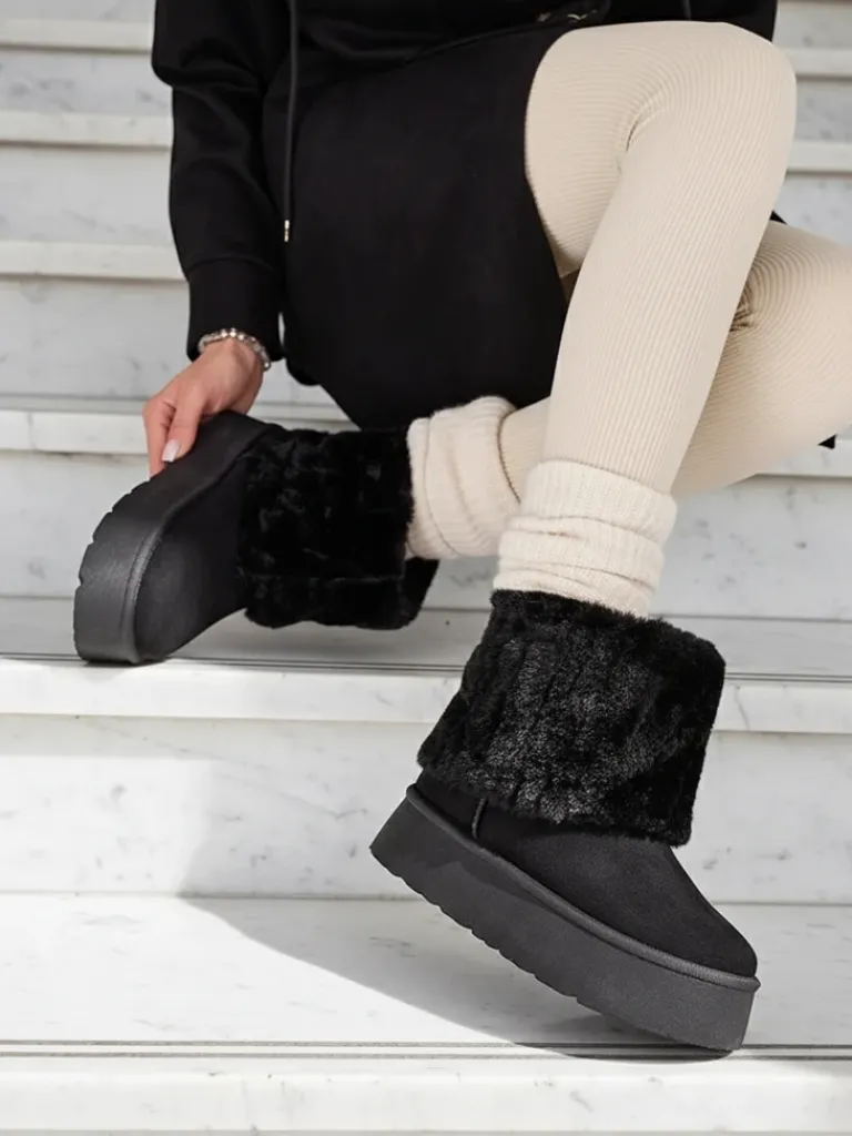 Buty a'la śniegowce damskie Renutis Śniegowce|Botki Na Płaskim Obcasie