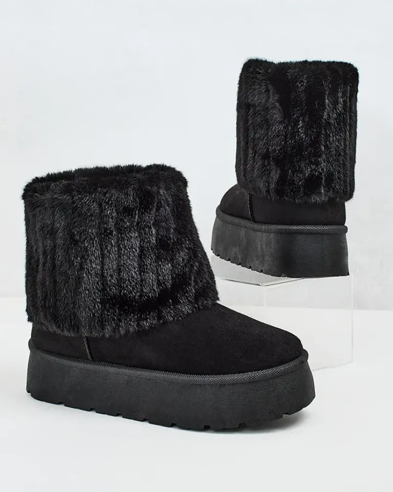 Buty a'la śniegowce damskie Renutis Śniegowce|Botki Na Płaskim Obcasie