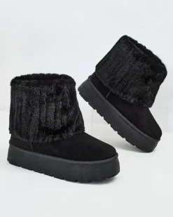 Buty a'la śniegowce damskie Renutis Śniegowce|Botki Na Płaskim Obcasie