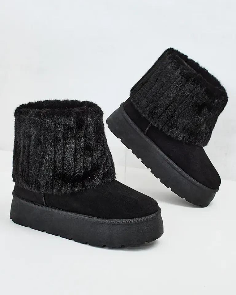 Buty a'la śniegowce damskie Renutis Śniegowce|Botki Na Płaskim Obcasie