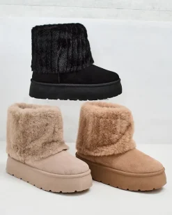 Buty a'la śniegowce damskie Renutis Śniegowce|Botki Na Płaskim Obcasie