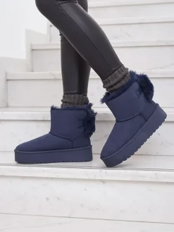 Discount Buty a'la śniegowce damskie w kolorze granatowym Goroggo Śniegowce|Botki Z Delikatnym Ociepleniem