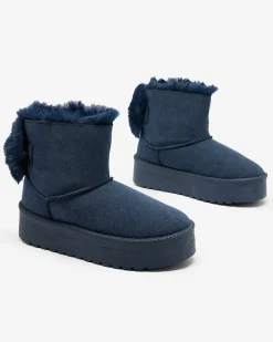 Discount Buty a'la śniegowce damskie w kolorze granatowym Goroggo Śniegowce|Botki Z Delikatnym Ociepleniem