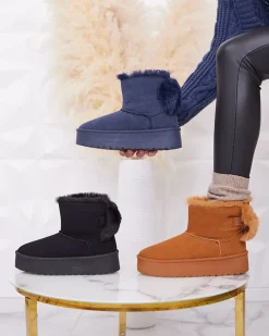 Discount Buty a'la śniegowce damskie w kolorze granatowym Goroggo Śniegowce|Botki Z Delikatnym Ociepleniem