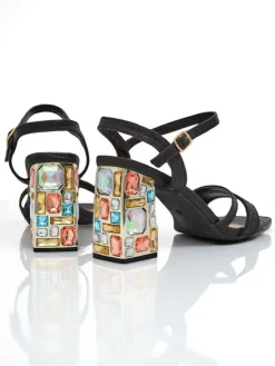 Clearance Błyszczące damskie sandały Crystal Charm Buty Na Wielkie Wyjście|Sandały Na Słupku