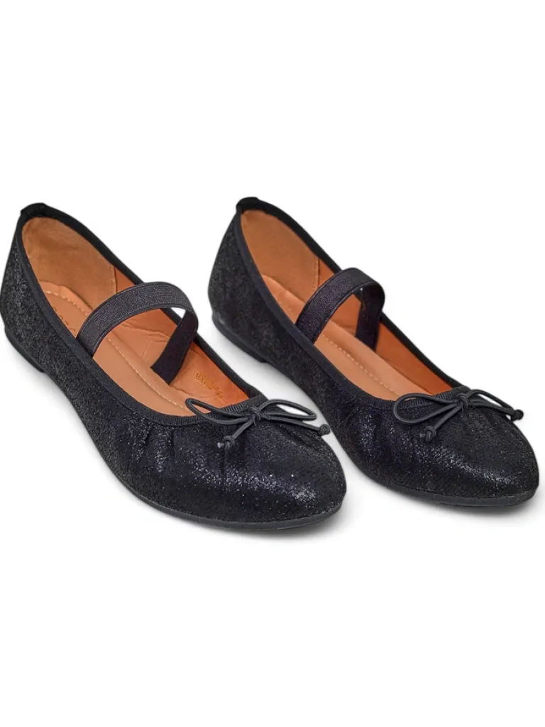 Online Błyszczące damskie baleriny z kokardką i gumką Safte Buty Na Wielkie Wyjście|Baleriny Klasyczne