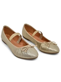 Online Błyszczące damskie baleriny z kokardką i gumką Safte Buty Na Wielkie Wyjście|Baleriny Klasyczne