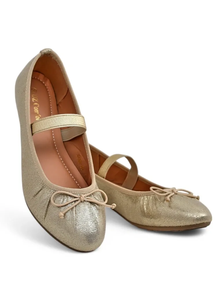 Online Błyszczące damskie baleriny z kokardką i gumką Safte Buty Na Wielkie Wyjście|Baleriny Klasyczne