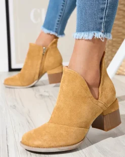 Best owe damskie ocieplane botki na słupku Karela Botki Z Delikatnym Ociepleniem|Botki Na Słupku