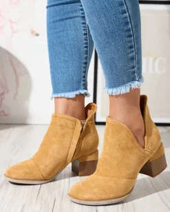 Best owe damskie ocieplane botki na słupku Karela Botki Z Delikatnym Ociepleniem|Botki Na Słupku