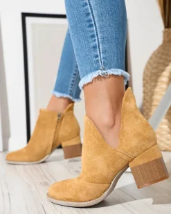 Best owe damskie ocieplane botki na słupku Karela Botki Z Delikatnym Ociepleniem|Botki Na Słupku