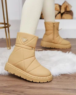 Outlet Camelowe damskie botki a'la śniegowce Oterika Śniegowce|Botki Z Delikatnym Ociepleniem