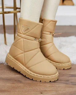 Outlet Camelowe damskie botki a'la śniegowce Oterika Śniegowce|Botki Z Delikatnym Ociepleniem