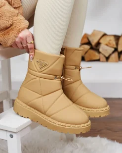 Outlet Camelowe damskie botki a'la śniegowce Oterika Śniegowce|Botki Z Delikatnym Ociepleniem