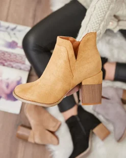 Discount Camelowe damskie botki na słupku Ricteas Botki Z Delikatnym Ociepleniem|Botki Na Słupku