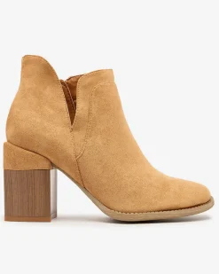 Discount Camelowe damskie botki na słupku Ricteas Botki Z Delikatnym Ociepleniem|Botki Na Słupku