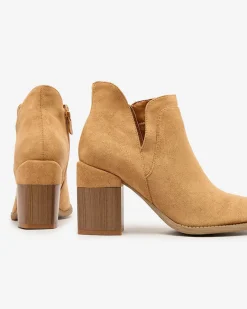 Discount Camelowe damskie botki na słupku Ricteas Botki Z Delikatnym Ociepleniem|Botki Na Słupku