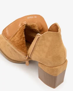 Discount Camelowe damskie botki na słupku Ricteas Botki Z Delikatnym Ociepleniem|Botki Na Słupku