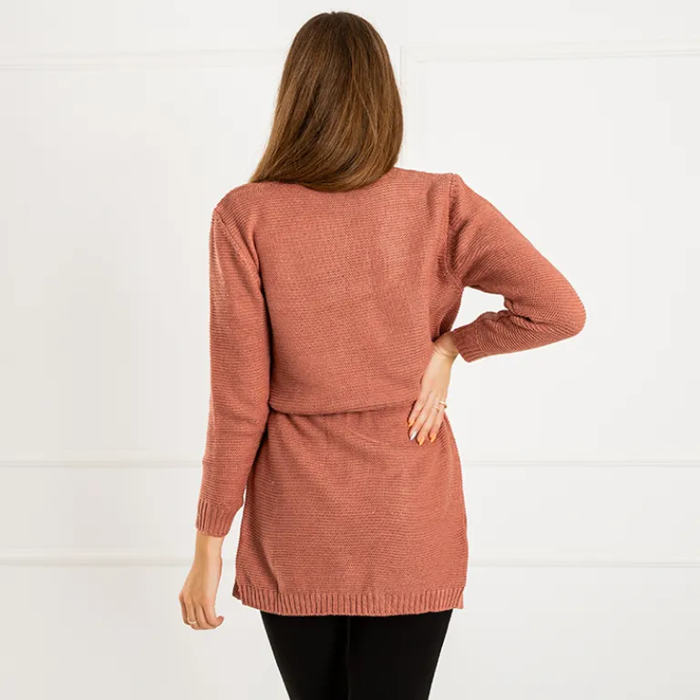 Best damski wiązany kardigan z kolorowymi kółkami Swetry