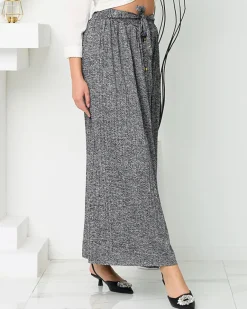 Discount Ciemnoszara damska plisowana spódnica maxi z guzikami Spódnice