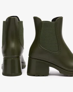 Hot Ciemnozielone damskie botki Caldala Botki Bez Ocieplenia|Botki Na Płaskim Obcasie