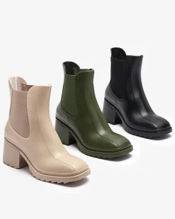 Hot Ciemnozielone damskie botki Caldala Botki Bez Ocieplenia|Botki Na Płaskim Obcasie