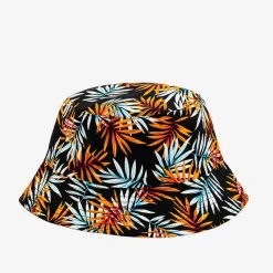 Sale Czarna damska czapka typu bucket hat z hawajskim motywem Damskie Czapki I Kapelusze