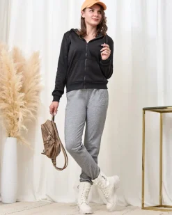 Hot Czarna rozpinana bluza z kapturem damska Bluzy