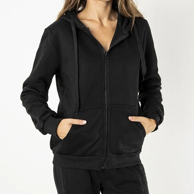 Hot Czarna rozpinana bluza z kapturem damska Bluzy