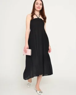 Clearance Czarna sukienka midi PLUS SIZE Sukienki Letnie|Sukienki Długie