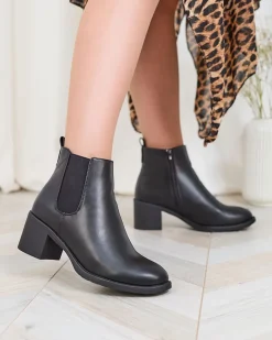 Online Czarne botki damskie na słupku Nanhelyna Botki Z Delikatnym Ociepleniem|Botki Na Słupku