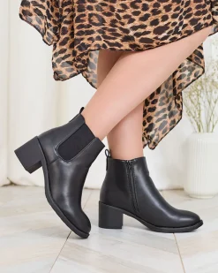 Online Czarne botki damskie na słupku Nanhelyna Botki Z Delikatnym Ociepleniem|Botki Na Słupku