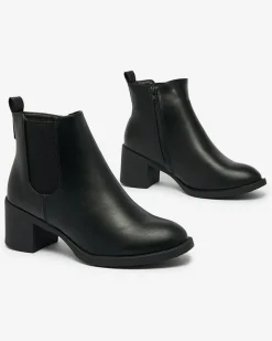 Online Czarne botki damskie na słupku Nanhelyna Botki Z Delikatnym Ociepleniem|Botki Na Słupku
