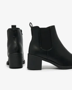 Online Czarne botki damskie na słupku Nanhelyna Botki Z Delikatnym Ociepleniem|Botki Na Słupku