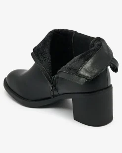Online Czarne botki damskie na słupku Nanhelyna Botki Z Delikatnym Ociepleniem|Botki Na Słupku