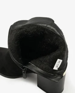 Clearance Czarne botki damskie na niskim słupku Traestra Botki Z Delikatnym Ociepleniem|Botki Na Słupku