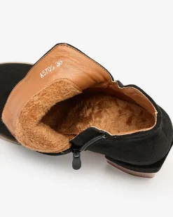 Sale Czarne botki na kwadratowym obcasie Lemere Botki Bez Ocieplenia|Botki Na Słupku