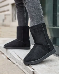 Outlet Czarne buty a'la śniegowce damskie Leaner Śniegowce|Botki Z Delikatnym Ociepleniem