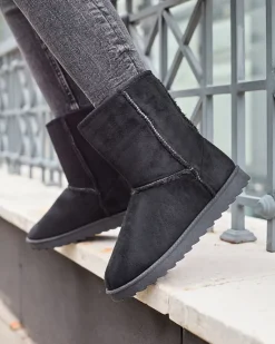 Outlet Czarne buty a'la śniegowce damskie Leaner Śniegowce|Botki Z Delikatnym Ociepleniem