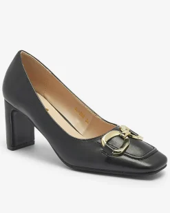 Online Czarne czółenka damskie na słupku Cancoro Klasyczne